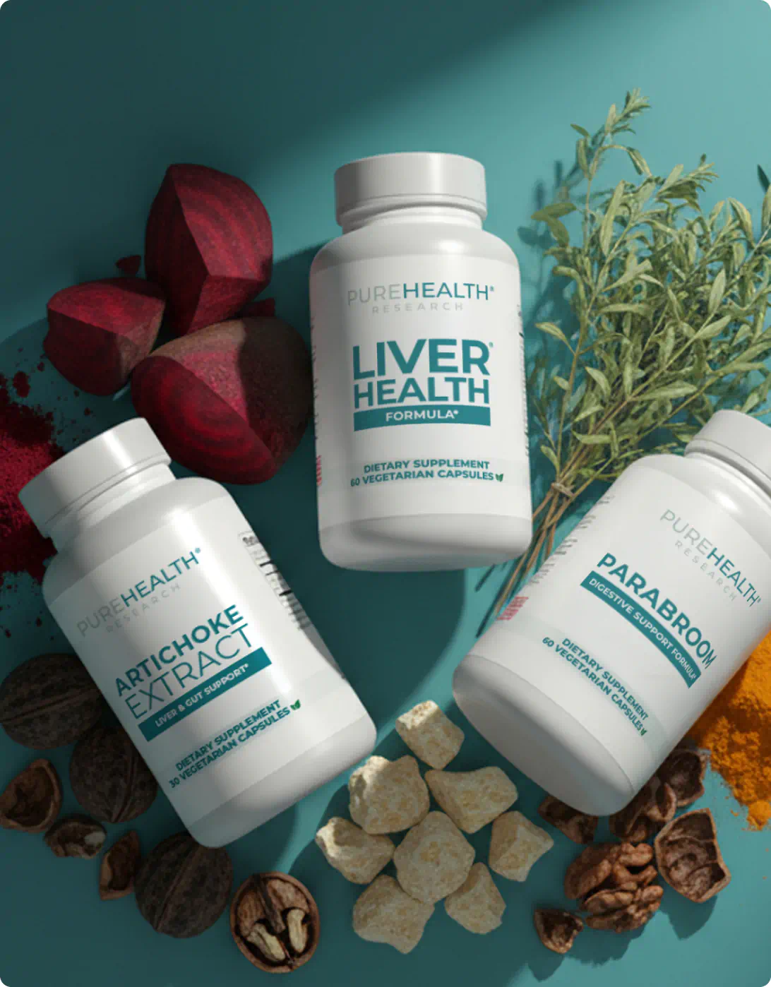 PureHealth Research liver health supplements with ingredient display