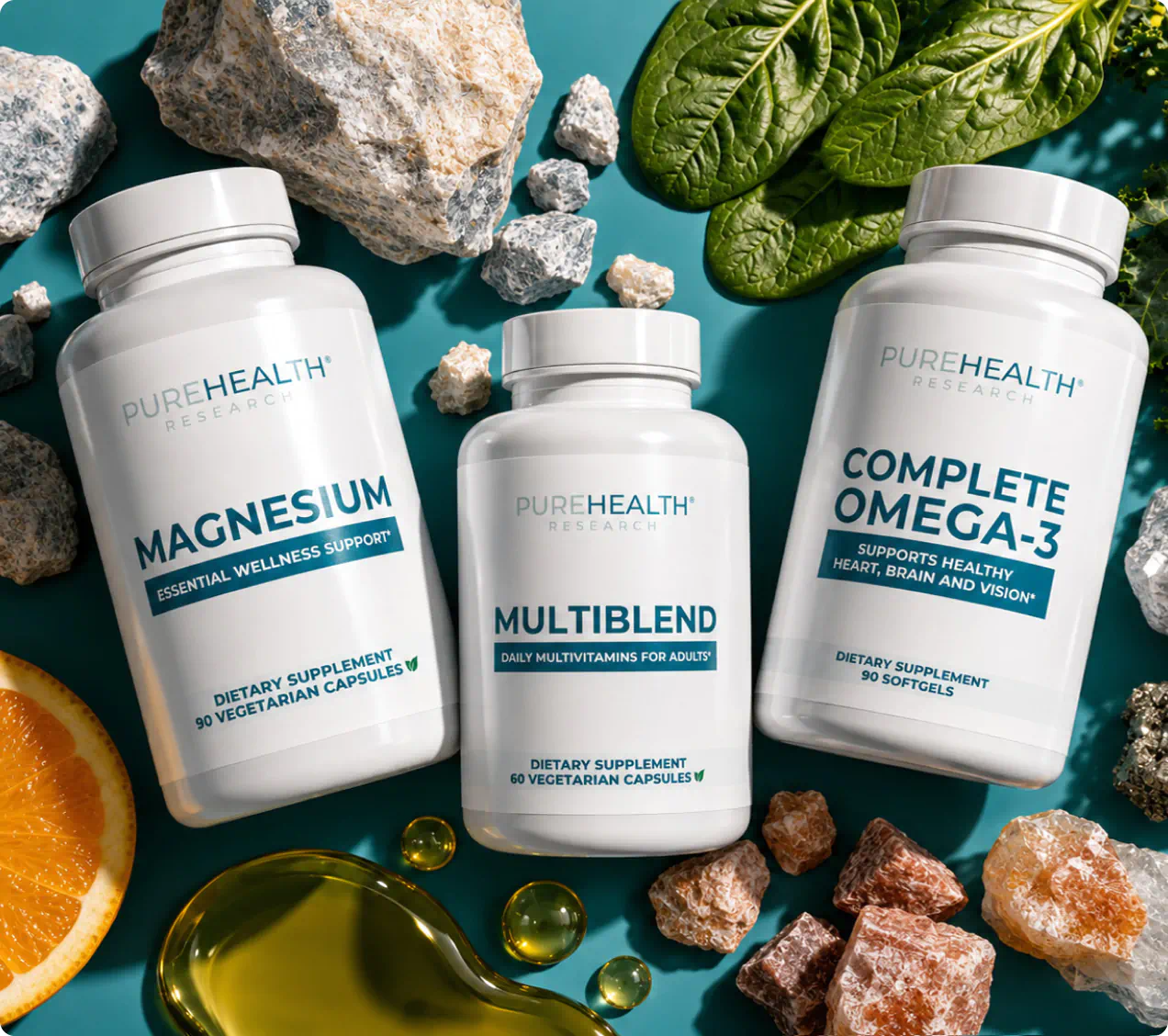 PureHealth Research Optimal Health supplements with ingredient display