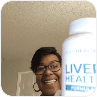 Customer photo holding product bottle