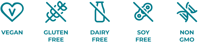 Vegan, gluten free, dairy free, soy free, non-GMO